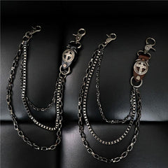 Cool Men's Cross Three Layer Wallet Chain Pants Chain Punk Biker Wallet Chain For Men - imessengerbags