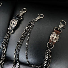 Cool Men's Cross Three Layer Wallet Chain Pants Chain Punk Biker Wallet Chain For Men - imessengerbags