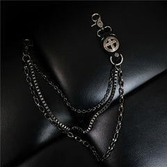 Cool Men's Cross Three Layer Wallet Chain Pants Chain Punk Biker Wallet Chain For Men - imessengerbags
