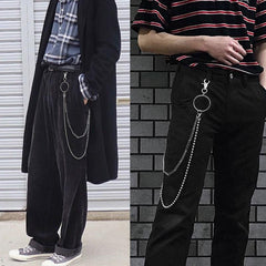 Fashion Men's Womens Double Bead Stainless Steel Pants Chain Biker Wallet Chain For Men - imessengerbags