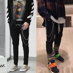 Fashion Men's Womens Double Bead Stainless Steel Pants Chain Biker Wallet Chain For Men - imessengerbags
