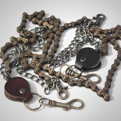 Cool Men's Brass Double Silver Long Biker Wallet Chain Pants Chain For Men - imessengerbags