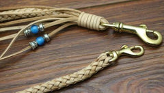 Cool Men's Handmade Black Leather Braided Pants Chain Biker Wallet Chain For Men - imessengerbags