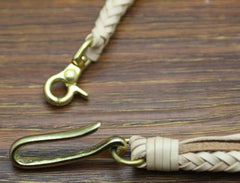 Cool Men's Leather Braided Biker Wallet Chain Pants Chain Wallet Chain For Men - imessengerbags