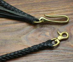 Cool Men's Leather Braided Biker Wallet Chain Pants Chain Wallet Chain For Men - imessengerbags