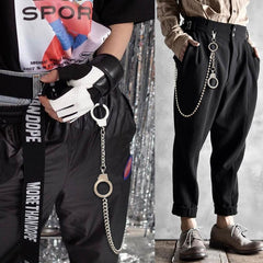 Fashion Womens Men's Handcuffs Stainless Steel Jeans Chain Jean Chain Pants Chain Biker Wallet Chain For Men - imessengerbags