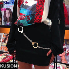 Fashion Womens Men's Handcuffs Stainless Steel Jeans Chain Jean Chain Pants Chain Biker Wallet Chain For Men - imessengerbags