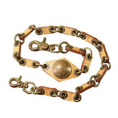 Cool Men's Handmade Leather Brass Pants Chains Biker Wallet Chains For Men - imessengerbags