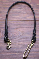 Cool Men's Handmade Leather Black Beige Pants Chain Biker Wallet Chain For Men - imessengerbags