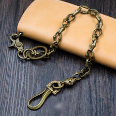 Cool Handmade Men's Pure Brass Skull Chain Pants Chains Biker Wallet Chain For Men