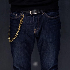 Cool Handmade Men's Pure Brass Skull Chain Pants Chains Biker Wallet Chain For Men - imessengerbags