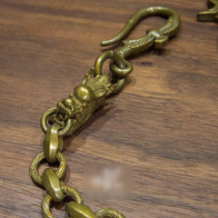 Cool Men's Handmade Chinese Dragon Brass Key Chain Pants Chains Biker Wallet Chain For Men - imessengerbags