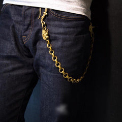 Cool Men's Handmade Chinese Dragon Brass Key Chain Pants Chains Biker Wallet Chain For Men