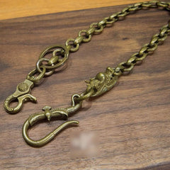 Cool Men's Handmade Chinese Dragon Brass Key Chain Pants Chains Biker Wallet Chain For Men - imessengerbags