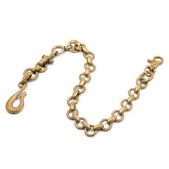 Cool Men's Handmade Pure Brass Snake Head Key Chain Pants Chains Biker Wallet Chain For Men