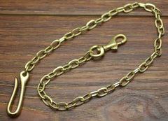 Cool Men's Handmade Gold Brass U Hook Pants Chain Biker Wallet Chain For Men