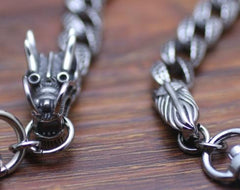 Cool Men's Handmade Stainless Steel Chinese Dragon Biker Wallet Chain Pants Chain Wallet Chain For Men - imessengerbags
