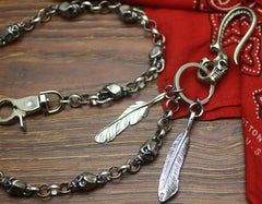 Cool Men's Handmade Stainless Steel Skull Biker Wallet Chain Pants Chain Wallet Chain For Men - imessengerbags