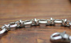 Cool Men's Handmade Silver Stainless Steel Pants Chain Biker Wallet Chain For Men - imessengerbags