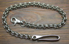 Cool Men's Handmade Stainless Steel Double ring Biker Wallet Chain Pants Chain Wallet Chain For Men - imessengerbags