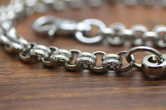 Cool Men's Handmade Stainless Steel Double ring Biker Wallet Chain Pants Chain Wallet Chain For Men - imessengerbags