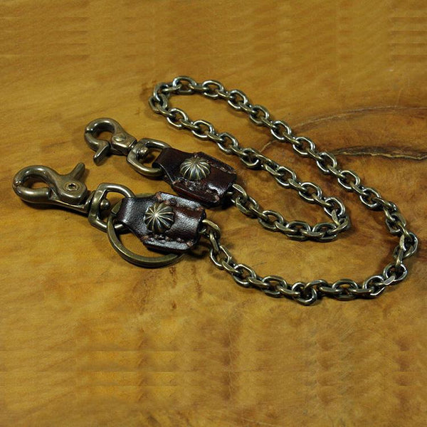 Cool Men's Handmade Vintage Brass Pants Chain Biker Wallet Chain For Men - imessengerbags