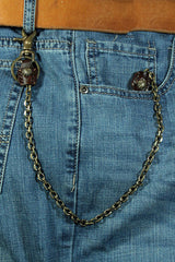 Cool Men's Handmade Vintage Brass Pants Chain Biker Wallet Chain For Men - imessengerbags