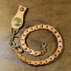 Cool Men's Leather Cross Gold Key Chain Pants Chain Biker Wallet Chain For Men - imessengerbags