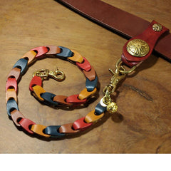 Cool Men's Leather Cross Gold Key Chain Pants Chain Biker Wallet Chain For Men - imessengerbags
