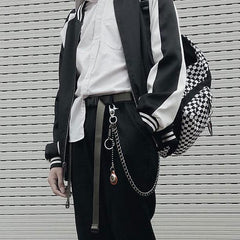 Cool Men's Leather Hanging Pendant Stainless Steel Pants Chain Biker Wallet Chain For Men - imessengerbags
