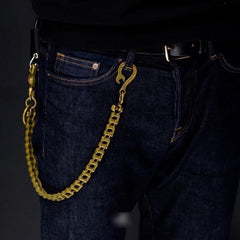 Cool Men's Gold Brass Long Bike Chain Pants Chains Biker Wallet Chain For Men - imessengerbags