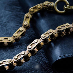 Cool Men's Gold Brass Long Bike Chain Pants Chains Biker Wallet Chain For Men