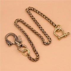 Cool Men's Brass Dragon Key Chain Stainless Steel Pants Chains Biker Wallet Chain For Men - imessengerbags