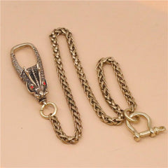 Cool Men's Brass Dragon Key Chain Stainless Steel Pants Chains Biker Wallet Chain For Men - imessengerbags