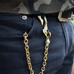 Cool Men's Brass Dragon Skull  Wallet Chain Pants Chains Biker Wallet Chain For Men - imessengerbags