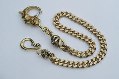 Badass Men's Gold Brass Skull Biker Wallet Chain Key Chain Pants Chain For Men - imessengerbags