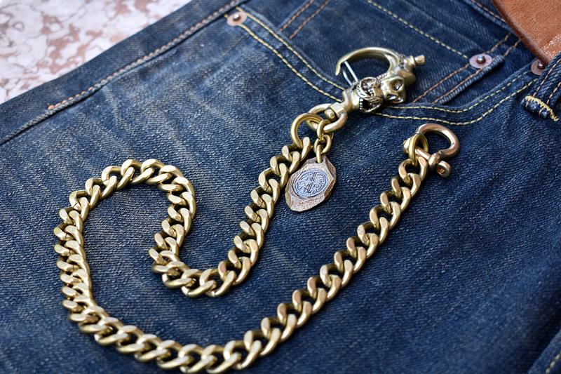 Cool Men's Pure Gold Brass Skull 18'' Key Chain Pants Chains Biker Wal –  imessengerbags