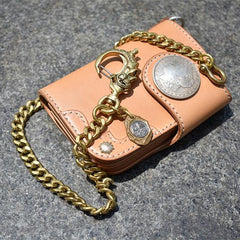 Cool Men's Pure Gold Brass Skull 18‘’ Key Chain Pants Chains Biker Wallet Chain For Men - imessengerbags