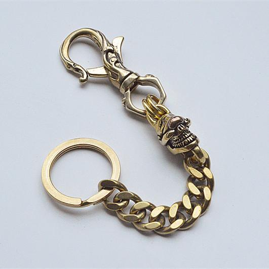 Cool Men's Brass Skull Biker Key Chain Key Holder For Men - imessengerbags