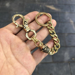 Cool Men's Brass Skull Biker Key Chain Key Holder For Men - imessengerbags