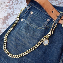 Cool Men's Brass 18â€?long â€?Jeans Chain Jean Chain Silver Biker Wallet Chain Pants Chains For Men - imessengerbags