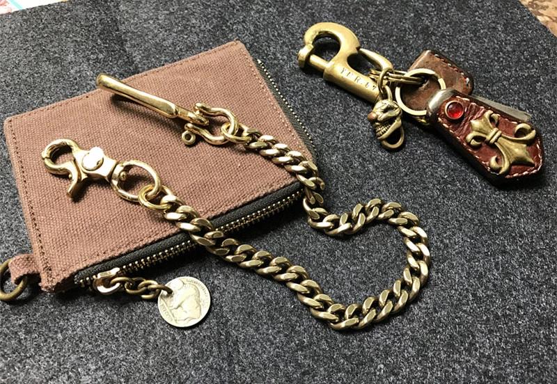 Cool Men's Handmade Leather Brass Pants Chains Biker Wallet Chains For –  imessengerbags
