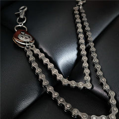 Cool Men's Silver Double Bike Chain Pants Chain Punk Biker Wallet Chain For Men - imessengerbags