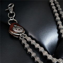 Cool Men's Silver Double Bike Chain Pants Chain Punk Biker Wallet Chain For Men - imessengerbags