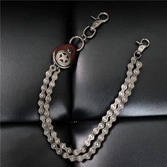 Cool Men's Silver Double Bike Chain Pants Chain Punk Biker Wallet Chain For Men - imessengerbags