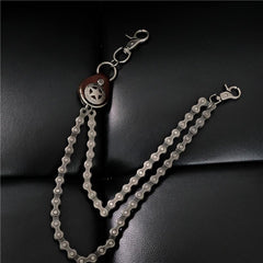 Cool Men's Silver Double Bike Chain Pants Chain Punk Biker Wallet Chain For Men - imessengerbags