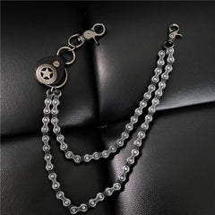 Cool Men's Silver Double Bike Chain Pants Chain Punk Biker Wallet Chain For Men - imessengerbags