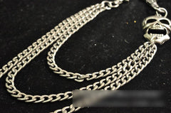 Cool Men's Silver Triple Skull Pants Chain Long Punk Skull Wallet Chain For Men - imessengerbags