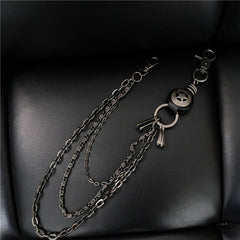 Cool Men's Silver Star Triple Pants Leather Head Chain Punk Wallet Chain For Men - imessengerbags
