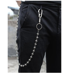 Cool Men's Spike Hip Hop Long Stainless Steel Pants Chain Biker Wallet Chain For Men - imessengerbags
